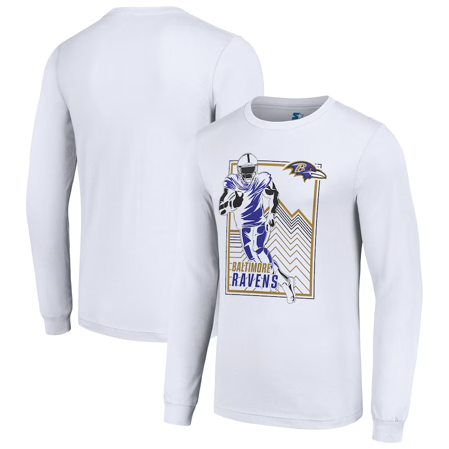 Men Baltimore Ravens white 2024 NFL Long sleeve T Shirts